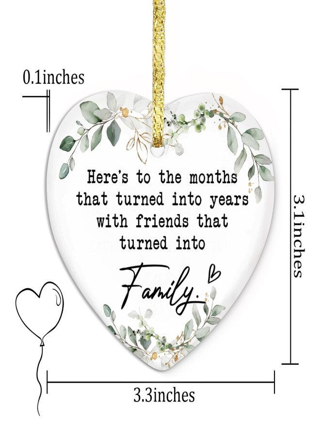 GOSSBY Friendship Ornament for Women for Friend - Friends That Turned into Family - Heart-Shaped Ceramic Xmas Decoration for Tree 2025 - Image 3